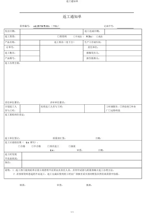 返工通知单