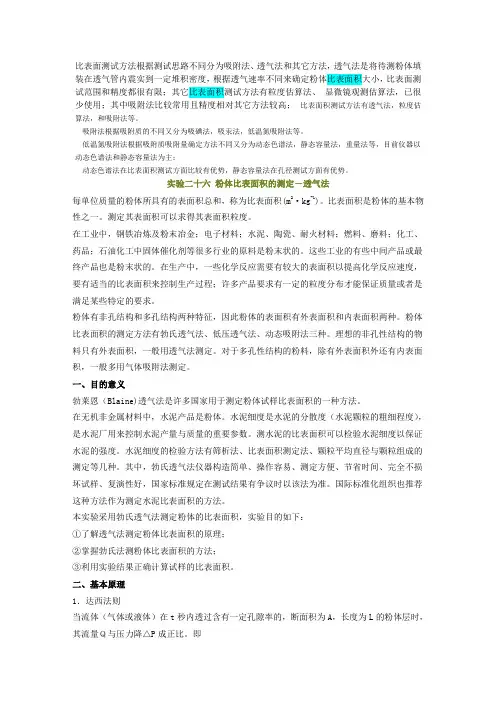 比表面积测试方法及其系统误差