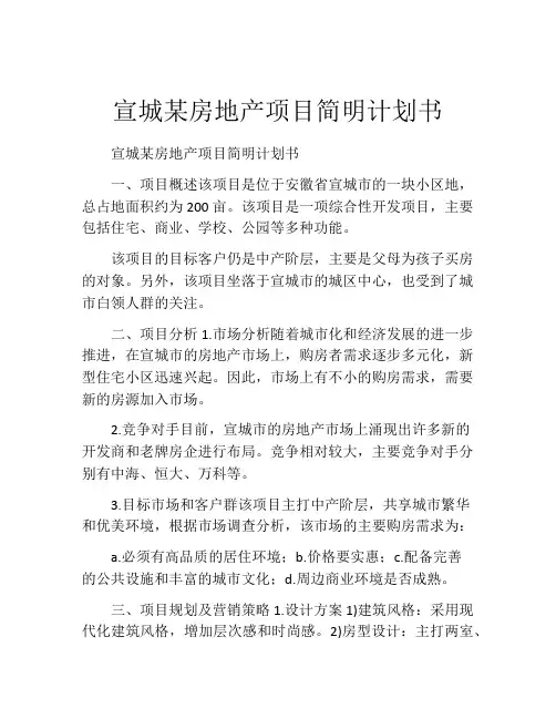 宣城某房地产项目简明计划书