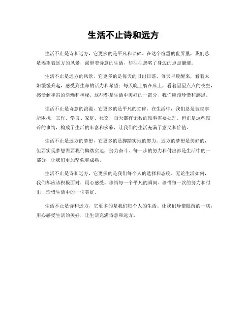 生活不止诗和远方