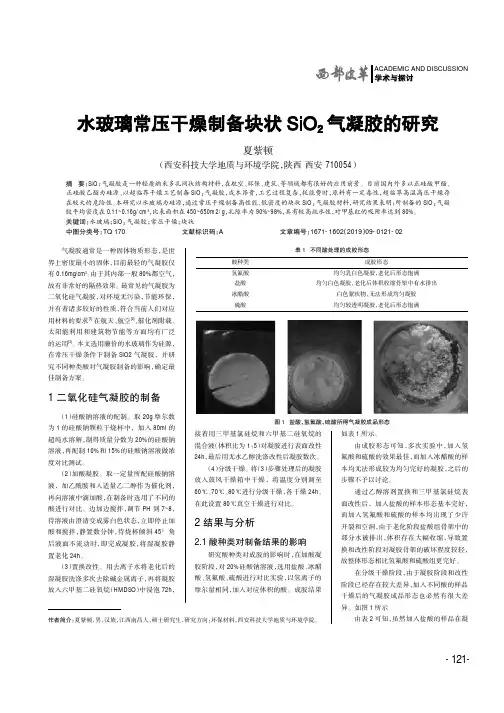 水玻璃常压干燥制备块状SiO2气凝胶的研究