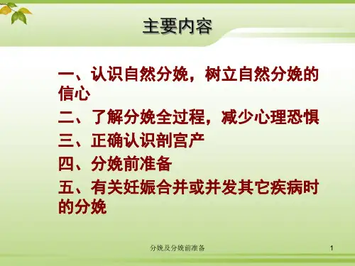 分娩及分娩前准备培训课件