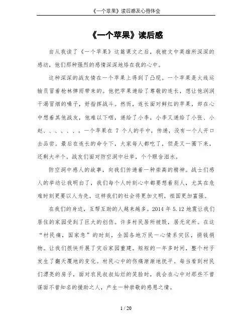 《一个苹果》读后感及心得体会