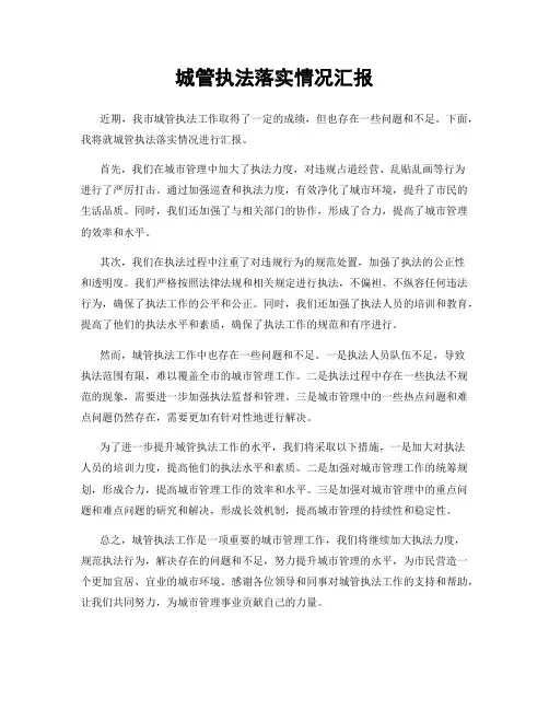城管执法落实情况汇报