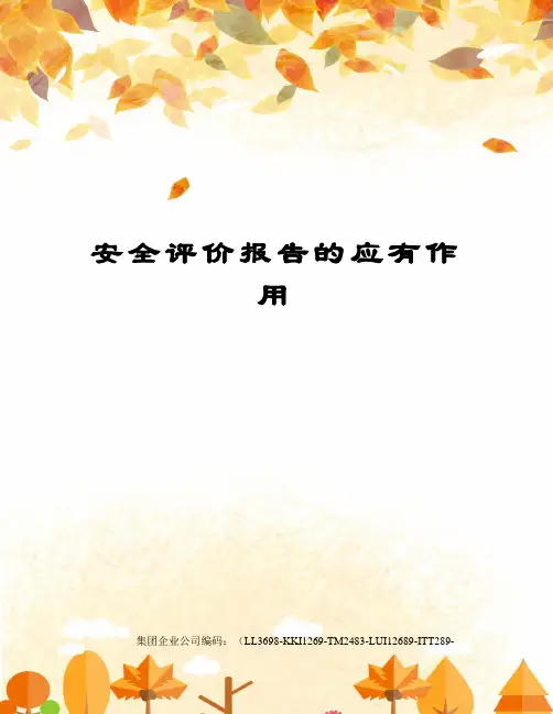 安全评价报告的应有作用