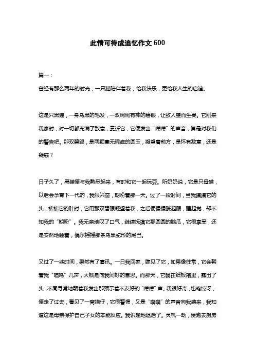 此情可待成追忆作文600