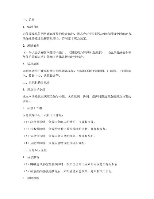 网络通讯系统应急预案