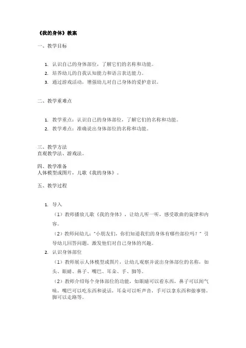《我的身体》精品教案