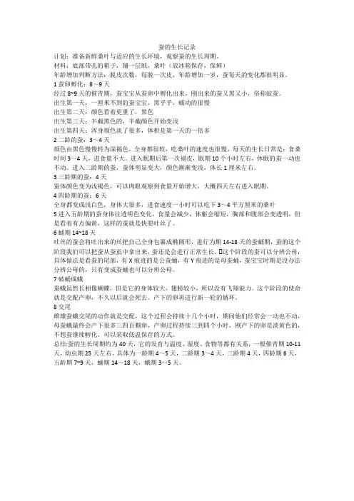 蚕的生长记录