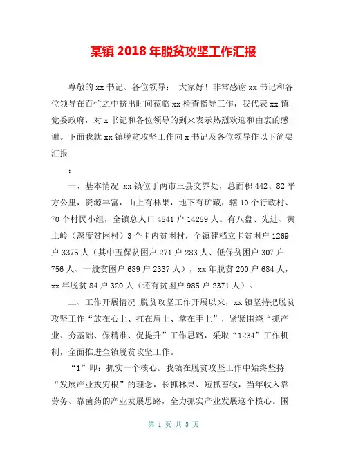 某镇2018年脱贫攻坚工作汇报