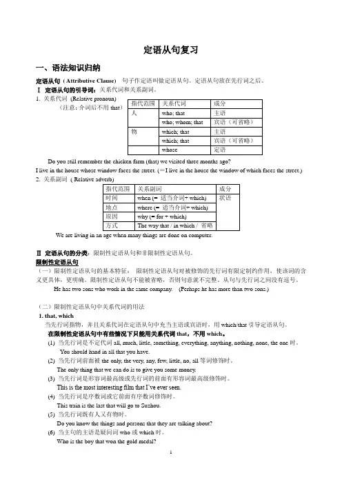定语从句知识点归纳