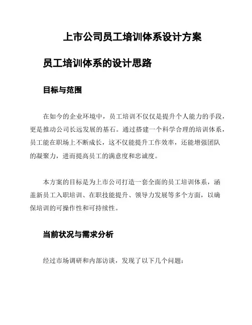 上市公司员工培训体系设计方案