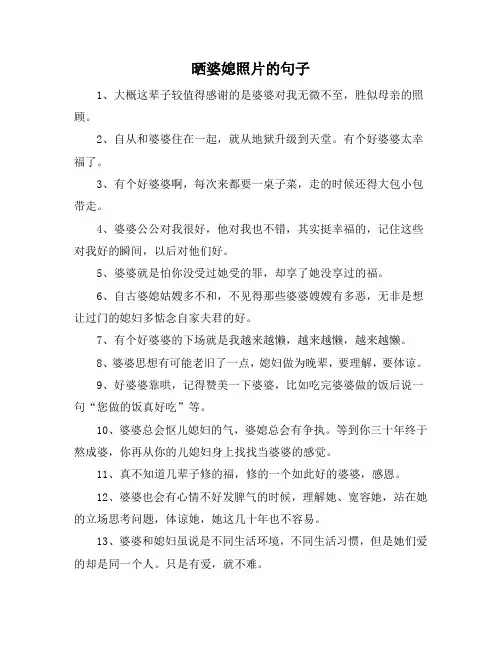 晒婆媳照片的句子