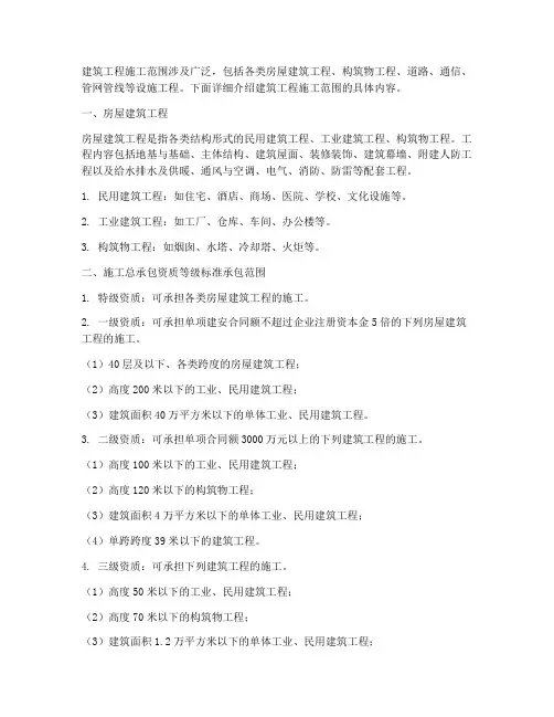 建筑工程施工范围