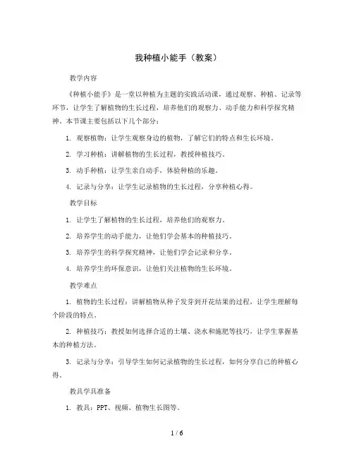 我是种植小能手(教案)2023-2024学年综合实践活动三年级上册 全国通用 