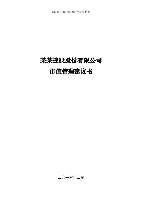 某控股上市公司市值管理方案(精华)
