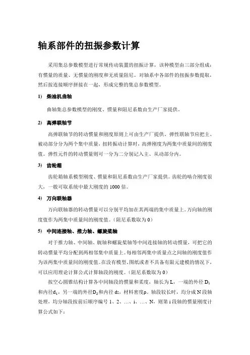 轴系部件的扭振参数计算