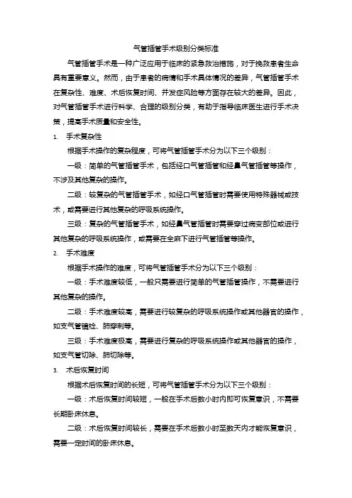 气管插管手术级别分类标准