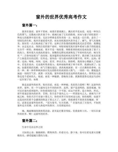 窗外的世界优秀高考作文