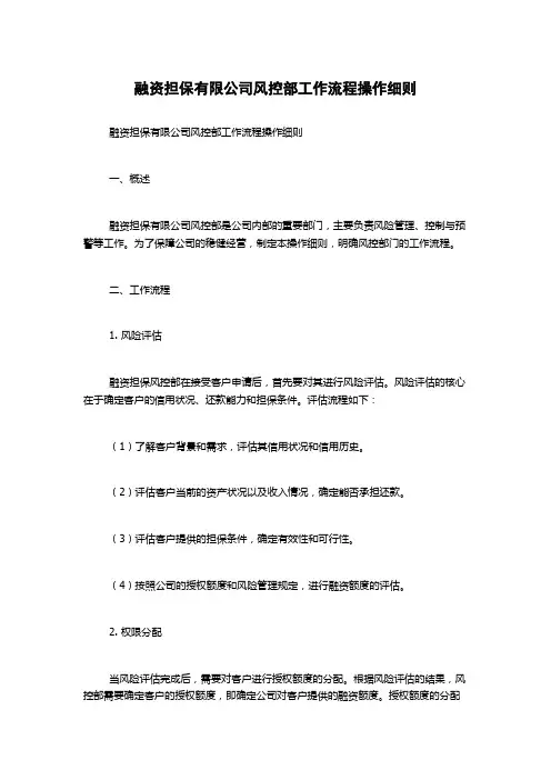 融资担保有限公司风控部工作流程操作细则