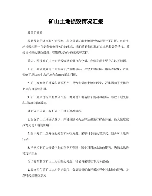 矿山土地损毁情况汇报