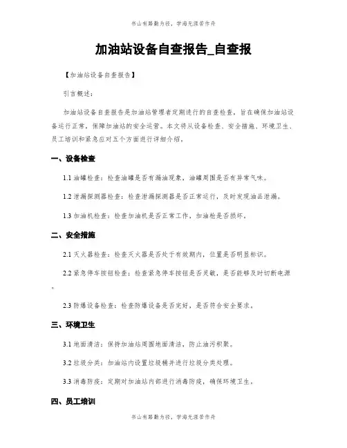 加油站设备自查报告_自查报