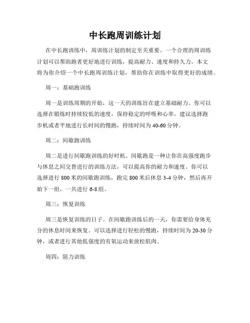 中长跑周训练计划