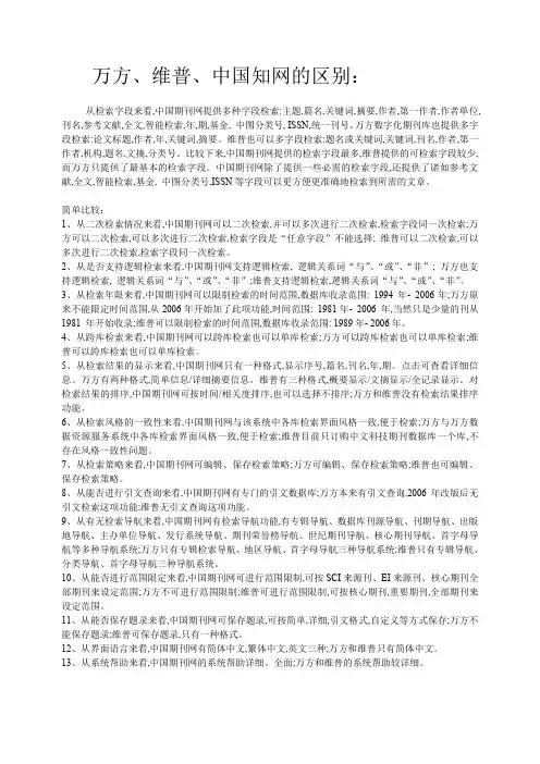 万方维普中国知网的区别