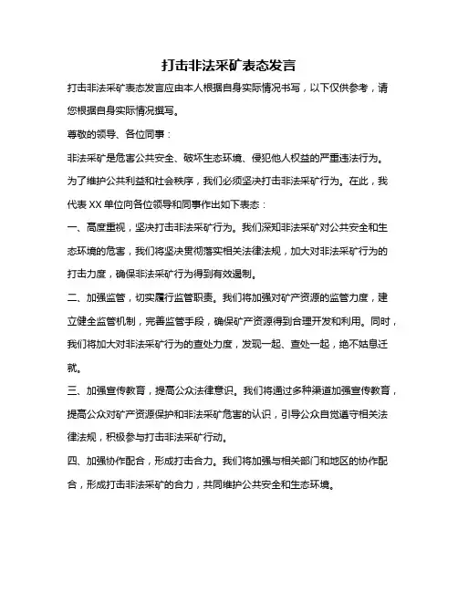 打击非法采矿表态发言