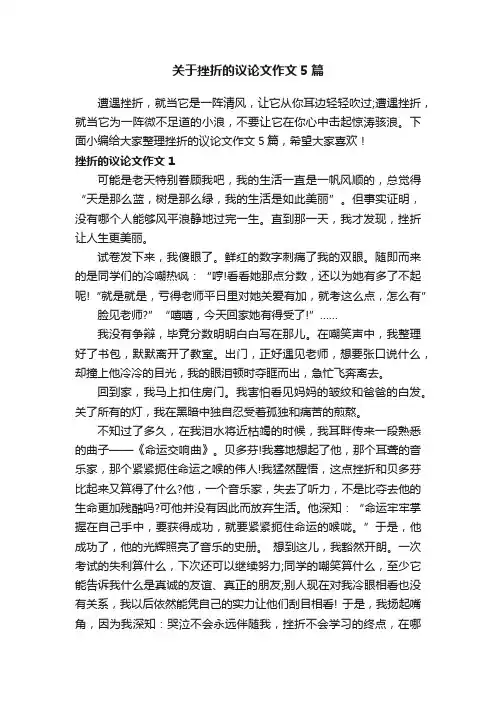 关于挫折的议论文作文5篇