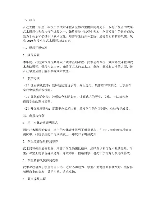 小学武术课程年度总结