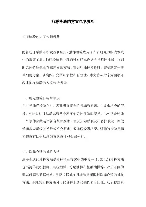 抽样检验的方案包括哪些
