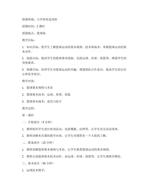 大学公开课教案篮球