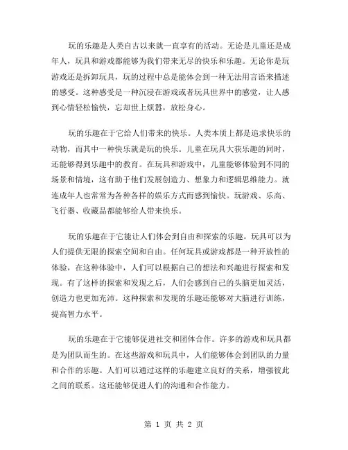玩的乐趣作文范文