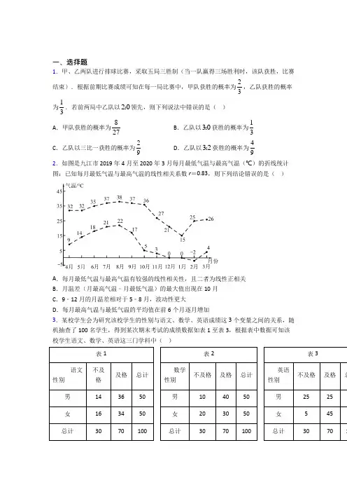(好题)高中数学选修1-2第一章《统计案例》测试(包含答案解析)(3)