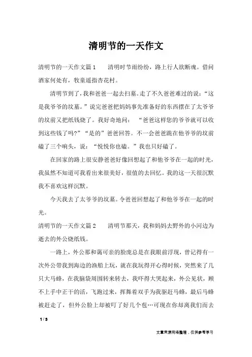 清明节的一天作文_节日作文