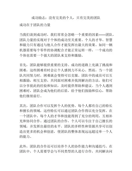 成功励志：没有完美的个人,只有完美的团队