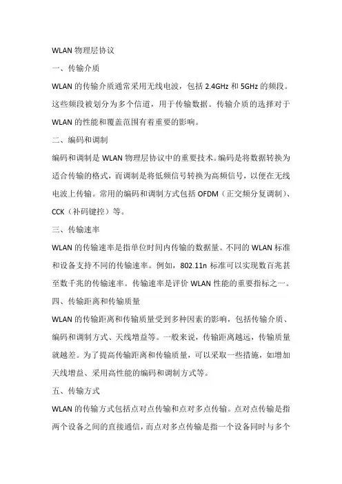 wlan物理层协议