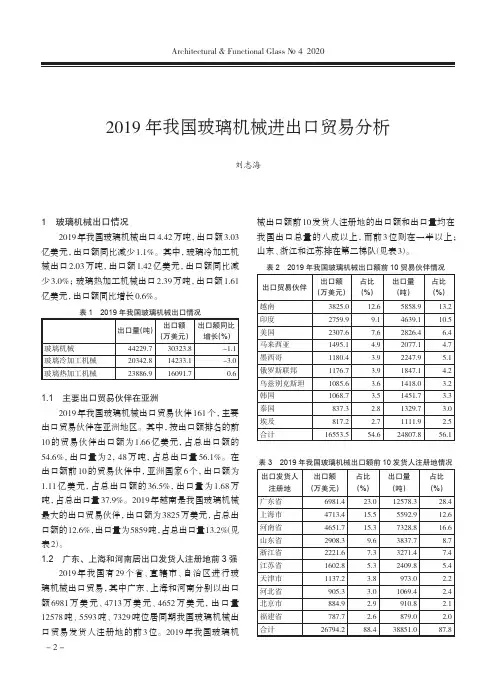2019年我国玻璃机械进出口贸易分析