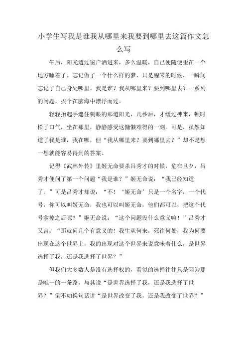 小学生写我是谁我从哪里来我要到哪里去这篇作文怎么写