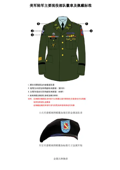 美军陆军徽章及佩戴标准