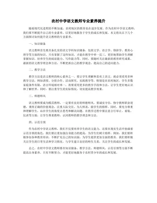 农村中学语文教师专业素养提升
