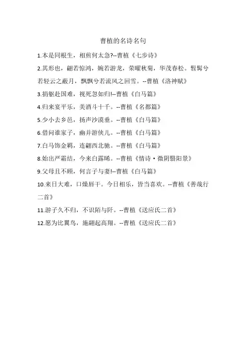 曹植的名诗名句