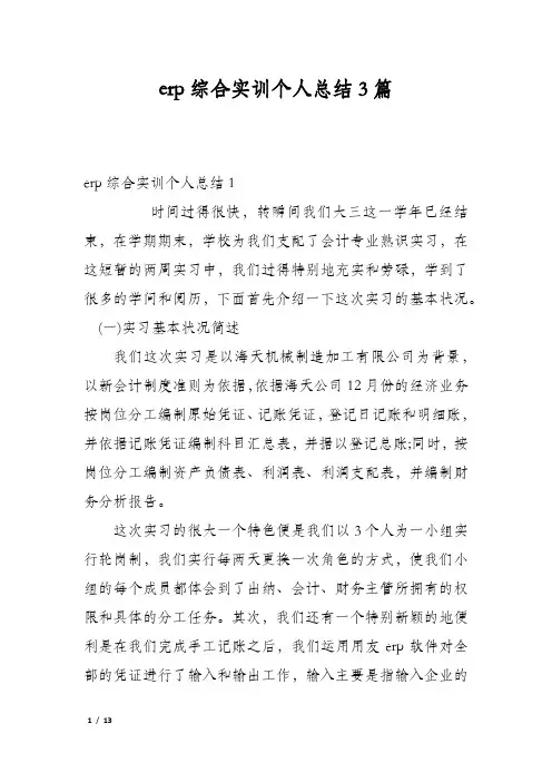 erp综合实训个人总结3篇