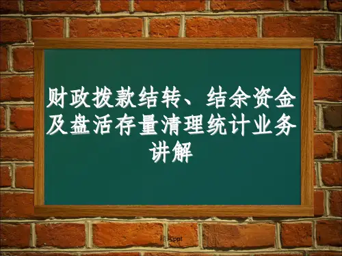 财政拨款结转、结余、存量资金业务讲解