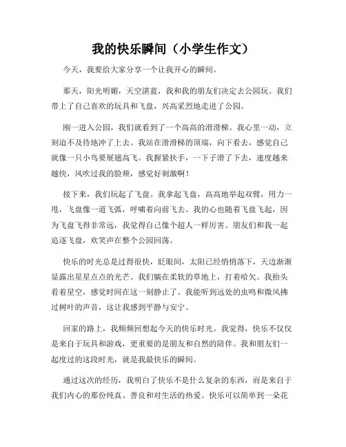 我的快乐瞬间(小学生作文)