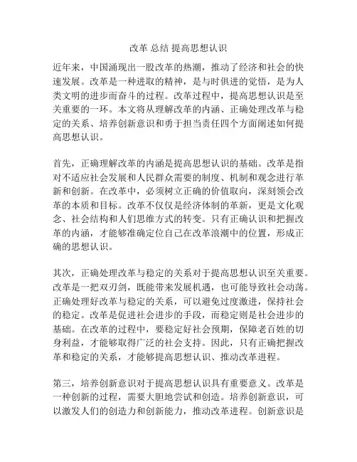 改革 总结 提高思想认识