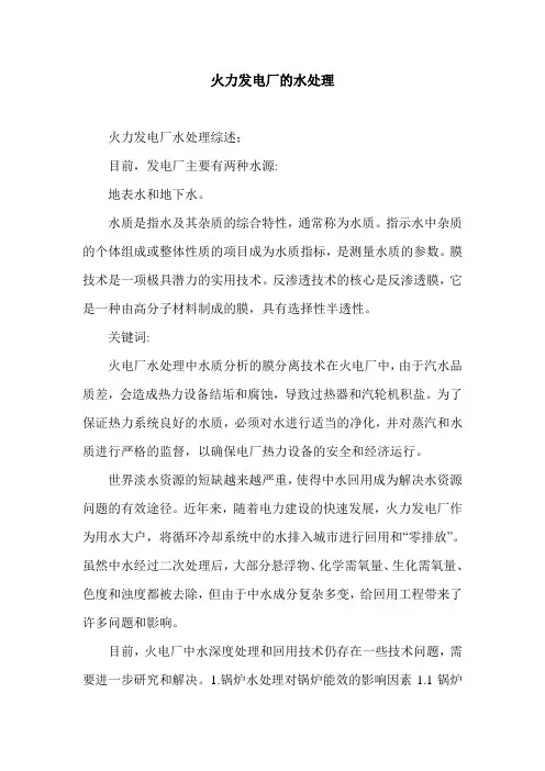火力发电厂的水处理.doc