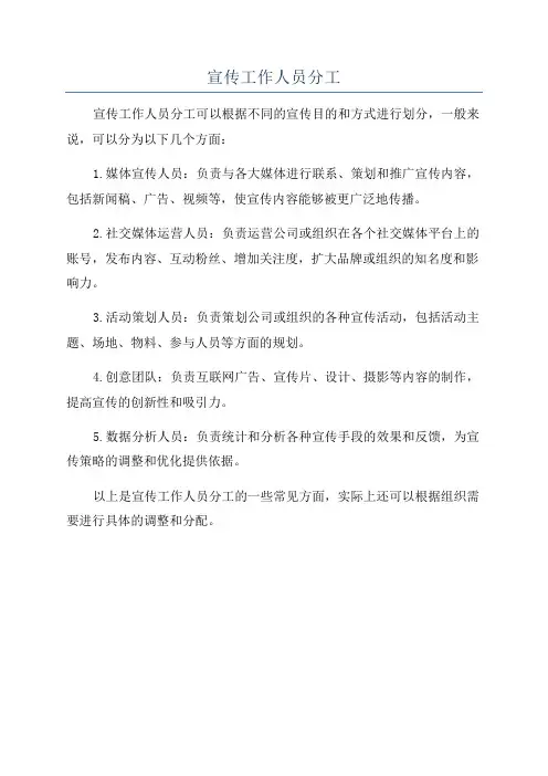 宣传工作人员分工