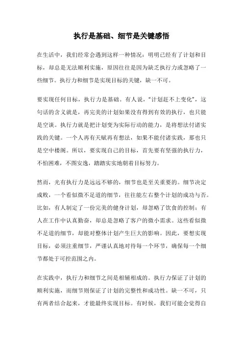执行是基础、细节是关键感悟